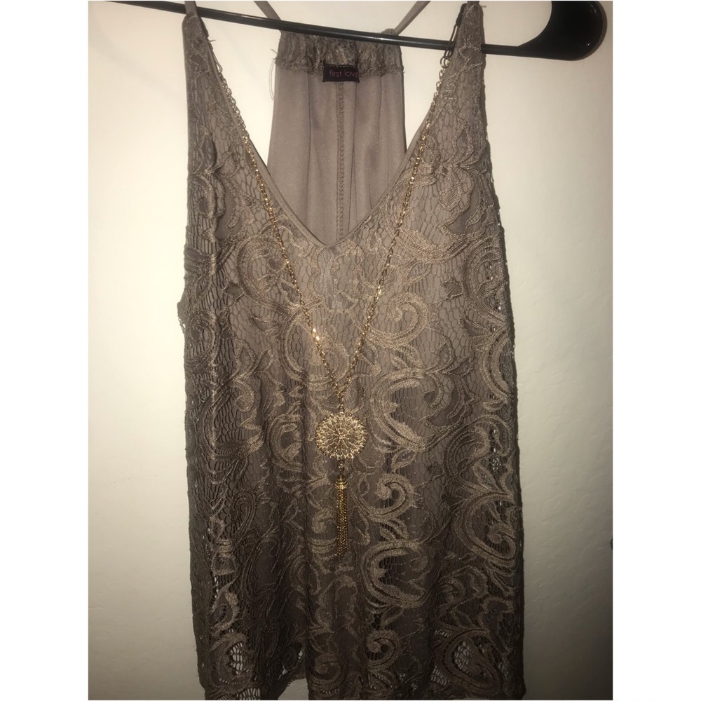 Lace top w/necklace attached